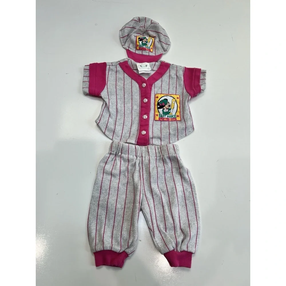 Vintage Disney Babies 3-6  Baby Rookie Minnie Mouse Baseball ⚾️‎ With Hat Outfit